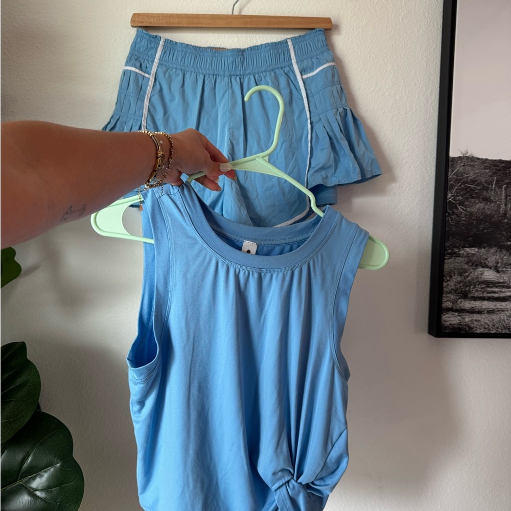 Yogalicious Light Blue Tank Top and Skort Set